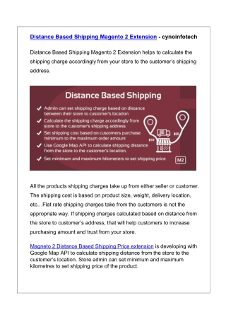Distance Based Shipping Magento 2 Extension