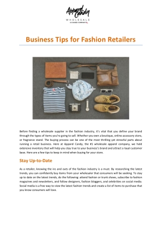 Business Tips for Fashion Retailers