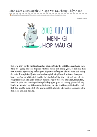 Sinh Năm 2003 Mệnh Gì? Hợp Với Đá Phong Thủy Nào?