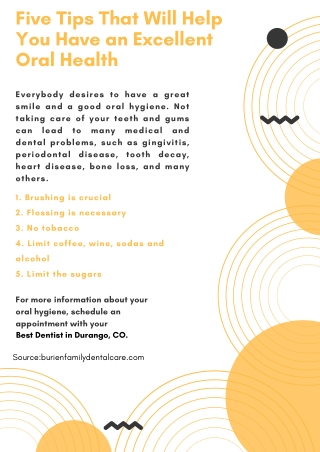 Five Tips That Will Help You Have an Excellent Oral Health