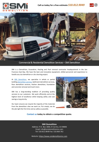 Commercial & Residential Demolition Services – SMI Demolition