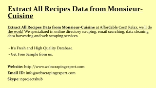 Extract All Recipes Data from Monsieur-Cuisine