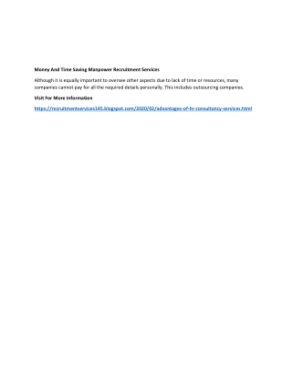 Money And Time Saving Manpower Recruitment Services