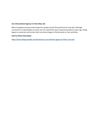 Use A Recruitment Agency To Find A New Job