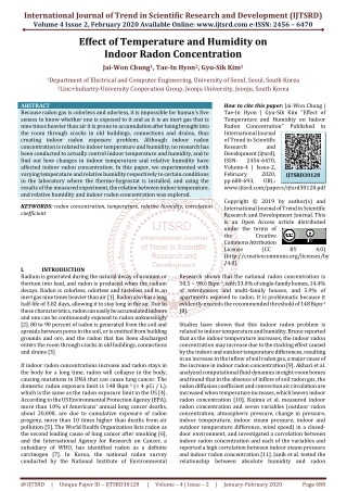 Effect of Temperature and Humidity on Indoor Radon Concentration