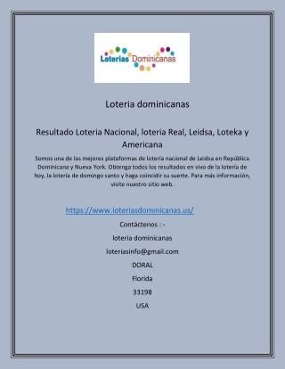 conozca la loteria dominicana de hoy- | -(loteriasdominicanas)