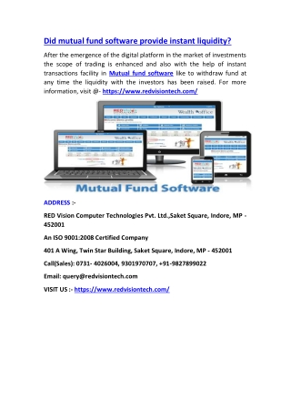 Did mutual fund software provide instant liquidity?