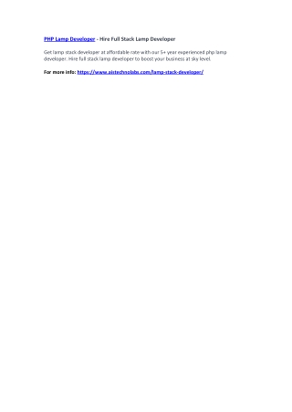 PHP Lamp Developer - Hire Full Stack Lamp Developer