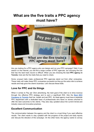 What are the five traits a PPC agency must have?