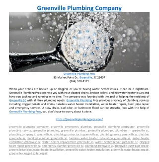 Greenville Plumbing Company