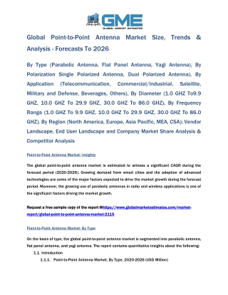 Global Point-to-Point Antenna Market Size, Trends & Analysis - Forecast To 2026