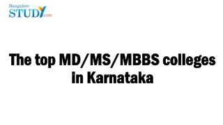 Top MD/MS/MBBS colleges in Karnataka