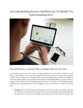 Are Link Building Services Still Relevant, Or Should You Find Something Else?