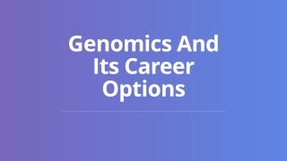 Genomics And Its Career Options