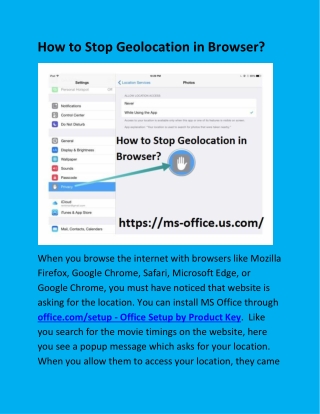 How to Stop Geolocation in Browser?