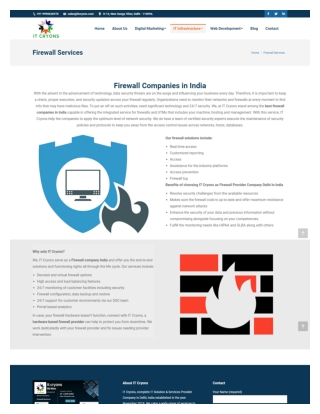 Firewall Solution Provider Company India – IT CRYONS