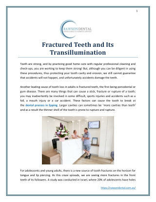 Fractured Teeth and Its Transillumination