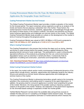 Coating Pretreatment Market Size By Type, By Metal Substrate, By Application, By Geographic Scope And Forecast