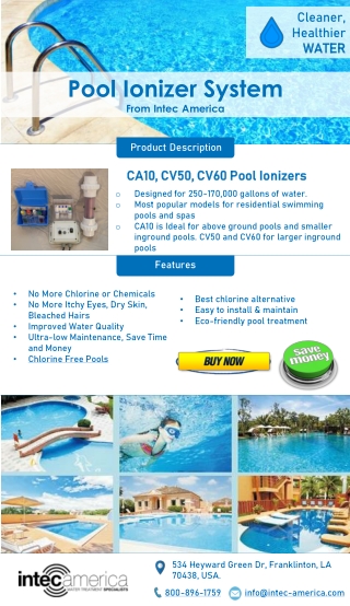 Pool Ionizer System for Inground, Above Ground Pools and Spas