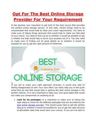 Codebase India Best Online Storage Provider For Your Requirement