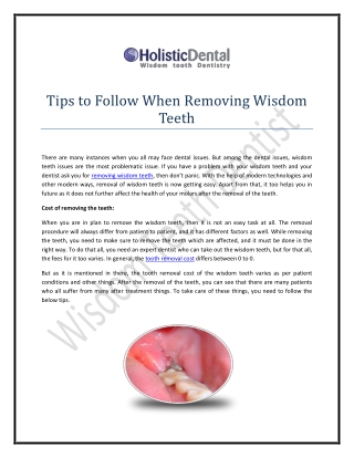 Tips to Follow When Removing Wisdom Teeth -  Wisdom Teeth Dentist