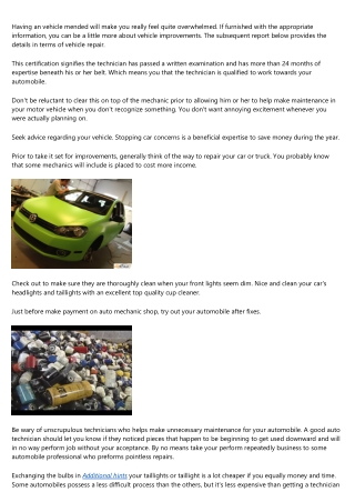 Get The Vehicle Repaired Proper With One Of These Suggestions