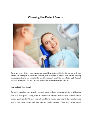 Choosing the Perfect Dentist