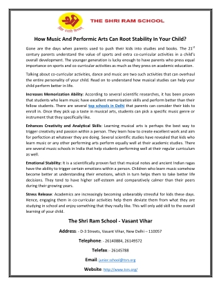How Music And Performic Arts Can Root Stability In Your Child?