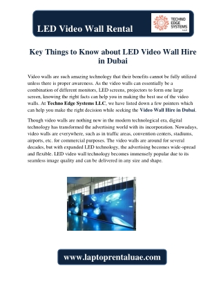 Key Things to Know about LED Video Wall Hire in Dubai