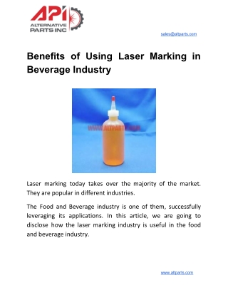 Benefits of Using Laser Marking in Beverage Industry