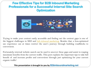 Few Effective Tips for B2B Inbound Marketing Professionals for a Successful Internal Site Search Optimization