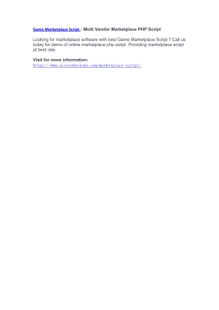 Game Marketplace Script - Multi Vendor Marketplace PHP Script
