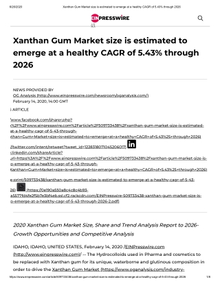 2020 Xanthan Gum Market Size, Share and Trend Analysis Report to 2026