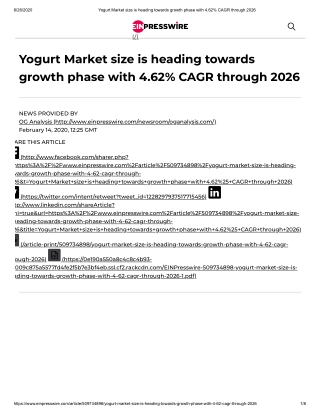 2020 Yogurt Market Size, Share and Trend Analysis Report to 2026