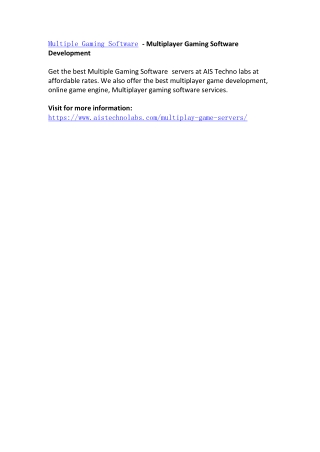 Multiple Gaming Software - Multiplayer Gaming Software Development