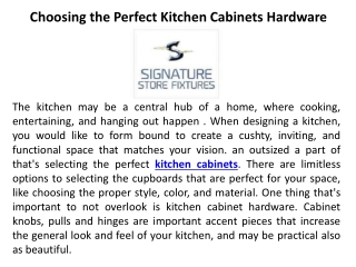 Choosing the Perfect Kitchen Cabinets Hardware