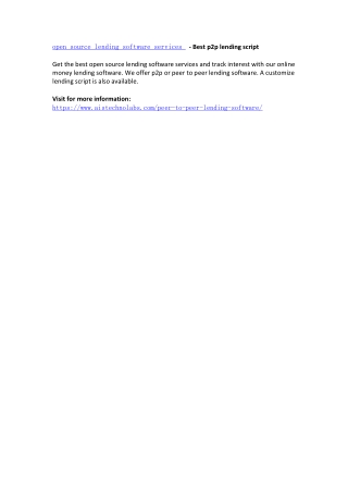 open source lending software services - Best p2p lending script