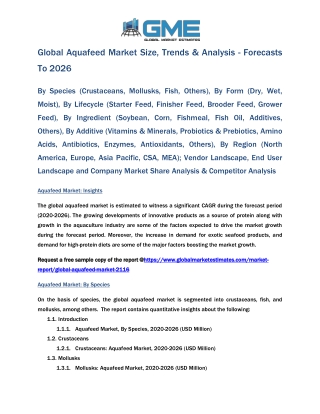 Global Aquafeed Market Size, Trends & Analysis - Forecasts To 2026