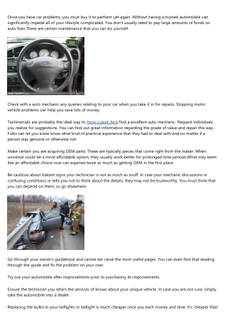 Useful Tricks And Tips On Automobile Fix