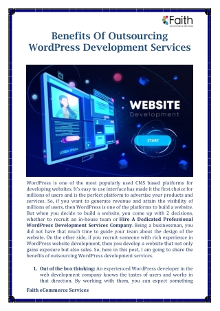Benefits Of Outsourcing WordPress Development Services