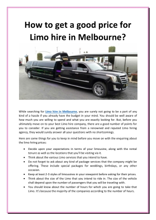 How to get a good price for Limo hire in Melbourne?