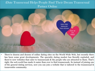 iDate Transsexual Helps People Find Their Dream Transsexual Partner Online