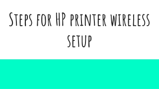 Hp wireless printer setup