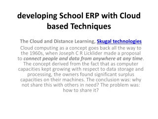 developing School ERP with Cloud based Techniques