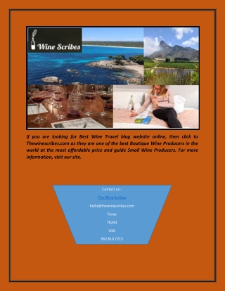 Best Wine Travel blog website | Thewinescribes.com