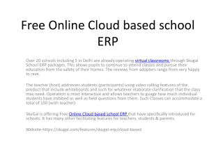 Free Online Cloud based school ERP