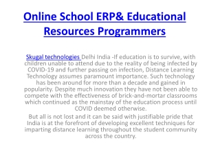 Online School ERP& Educational Resources Programmers