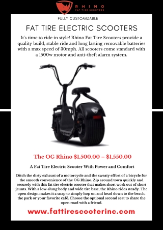 The OG Rhino - A Fat Tire Electric Scooter With Power and Comfort
