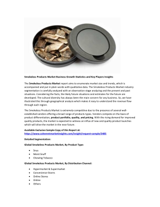 Smokeless Products Market