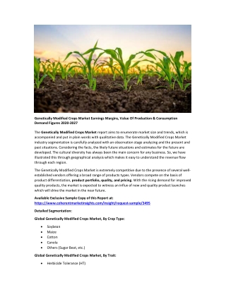 Genetically Modified Crops Market